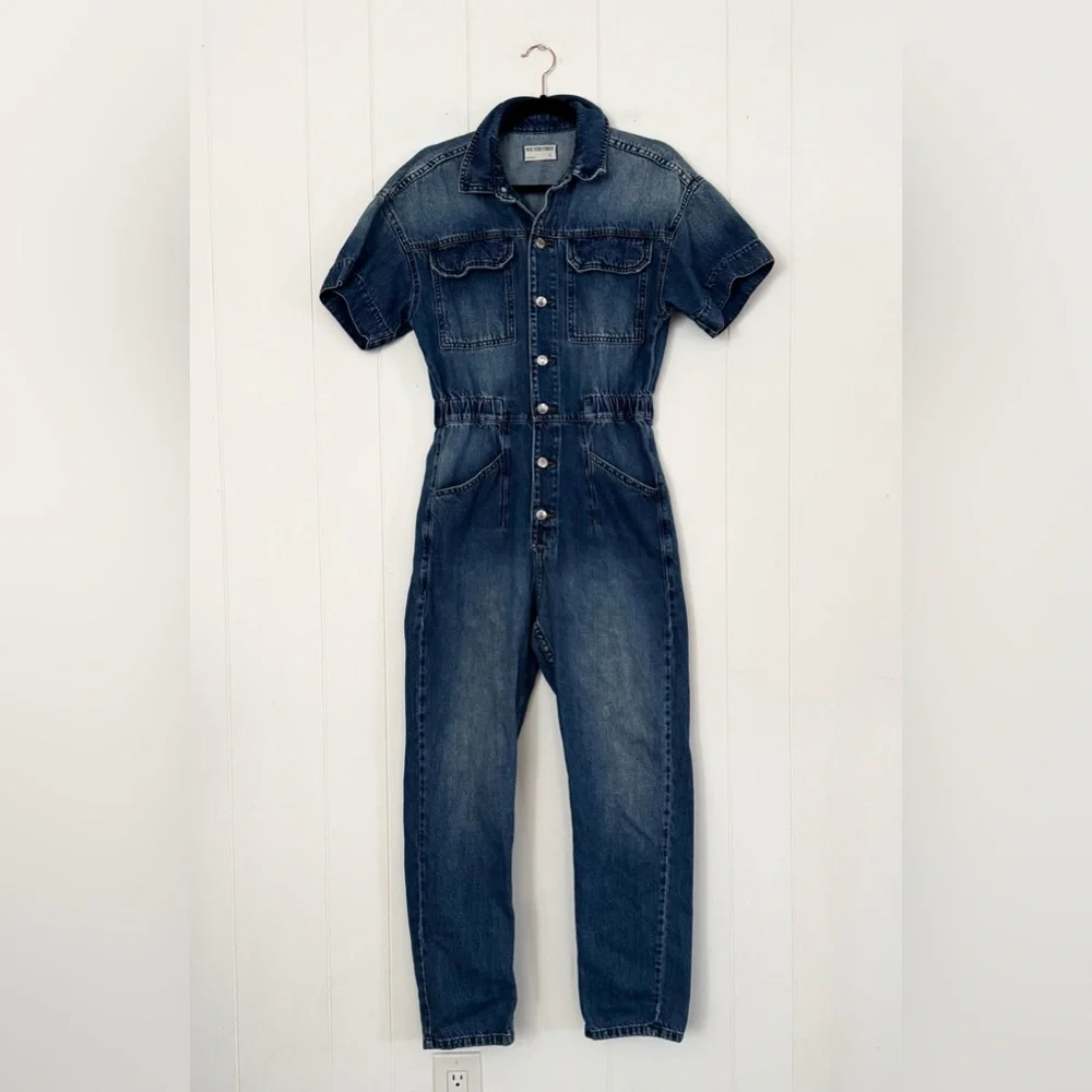 Free People We The Free Marci Denim Jumpsuit in High Noon Size Small - Picture 10 of 15